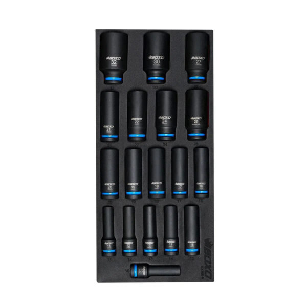 Winoro 18-Piece 1/2" Drive Metric Deep Impact Socket Set | 6-Point | EVA Foam Storage