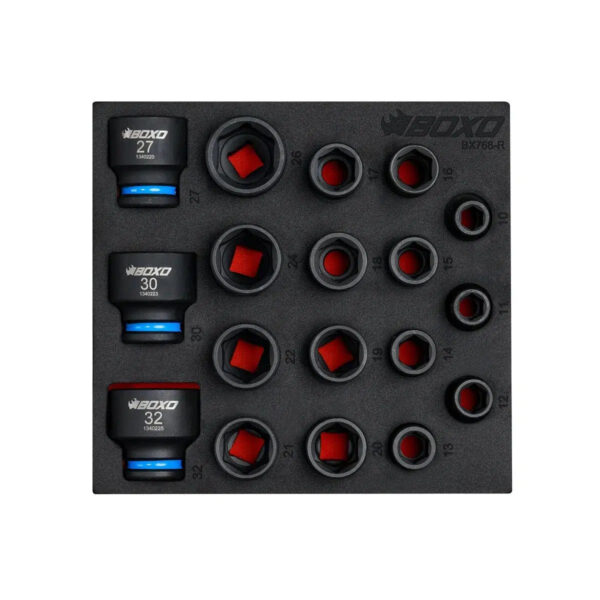 Winoro 18-Piece 1/2" Drive Metric Shallow Impact Socket Set | 6-Point | EVA Foam Storage