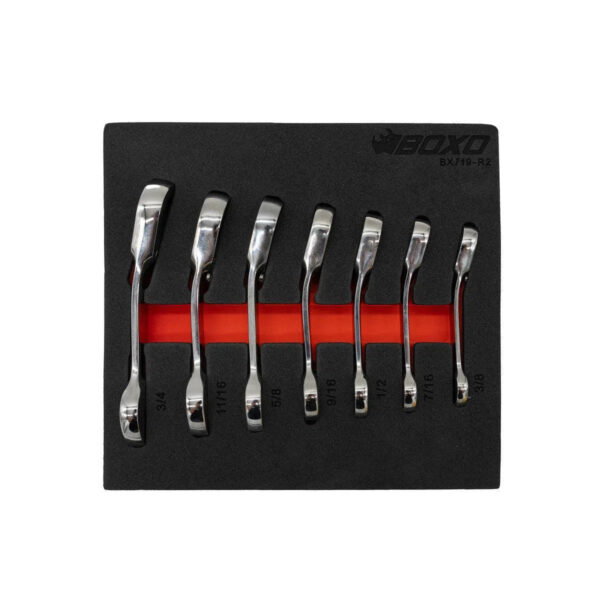 Winoro 7-Piece Stubby SAE Reversible Ratcheting Wrench Set | EVA Foam Storage
